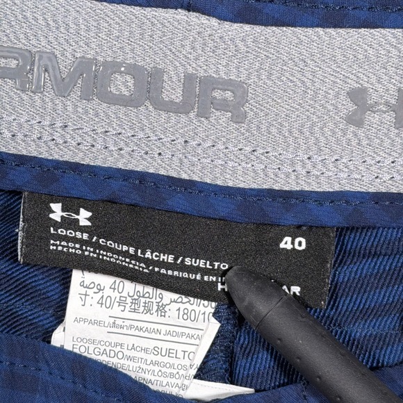 Under Armour Golf Shorts Men 38 Blue Plaid Check Performance Flat Front Stretch - Picture 2 of 7
